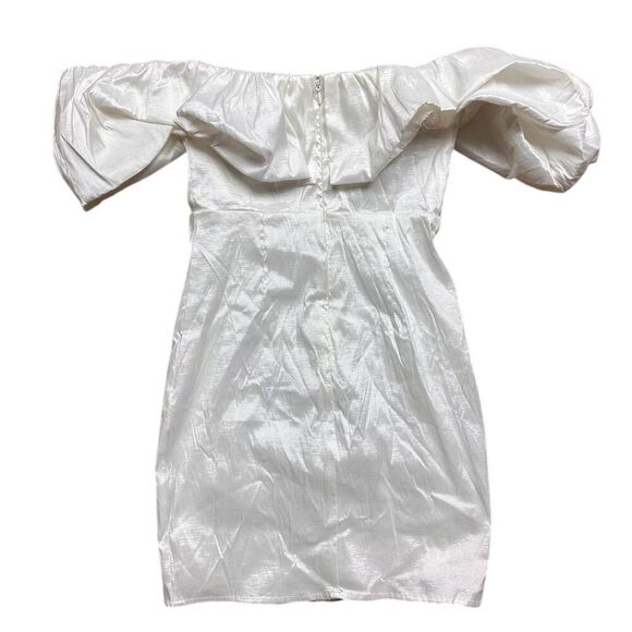 NWOT Lulus Women's Fanciful White Taffeta Off-the-Shoulder Bodycon Mini Dress S - Picture 7 of 8
